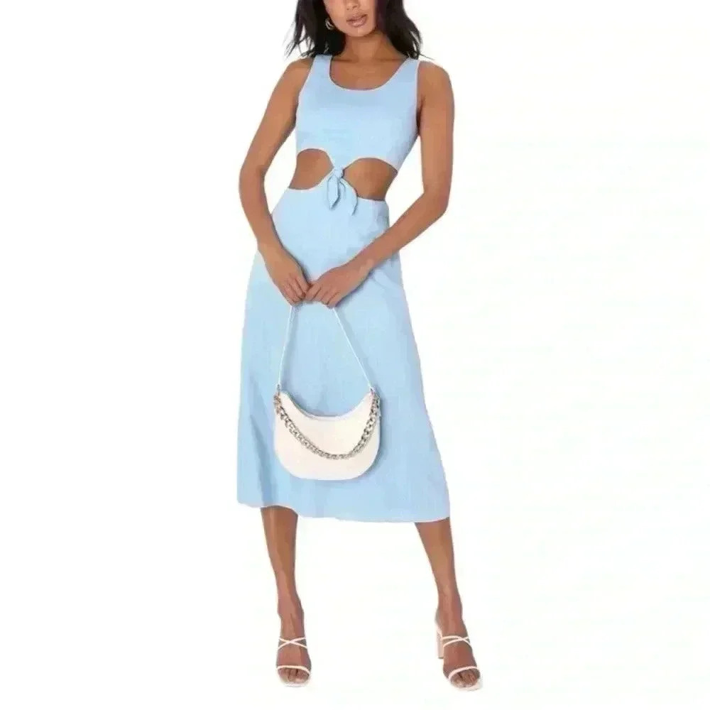 Lulu's Sky Blue Cutout Midi Dress